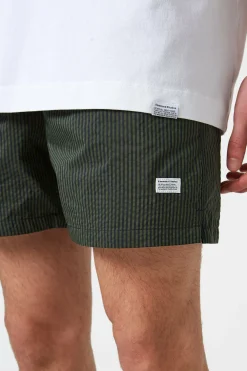 Hot Ben Vertical Stripes Khaki Men Swimwear