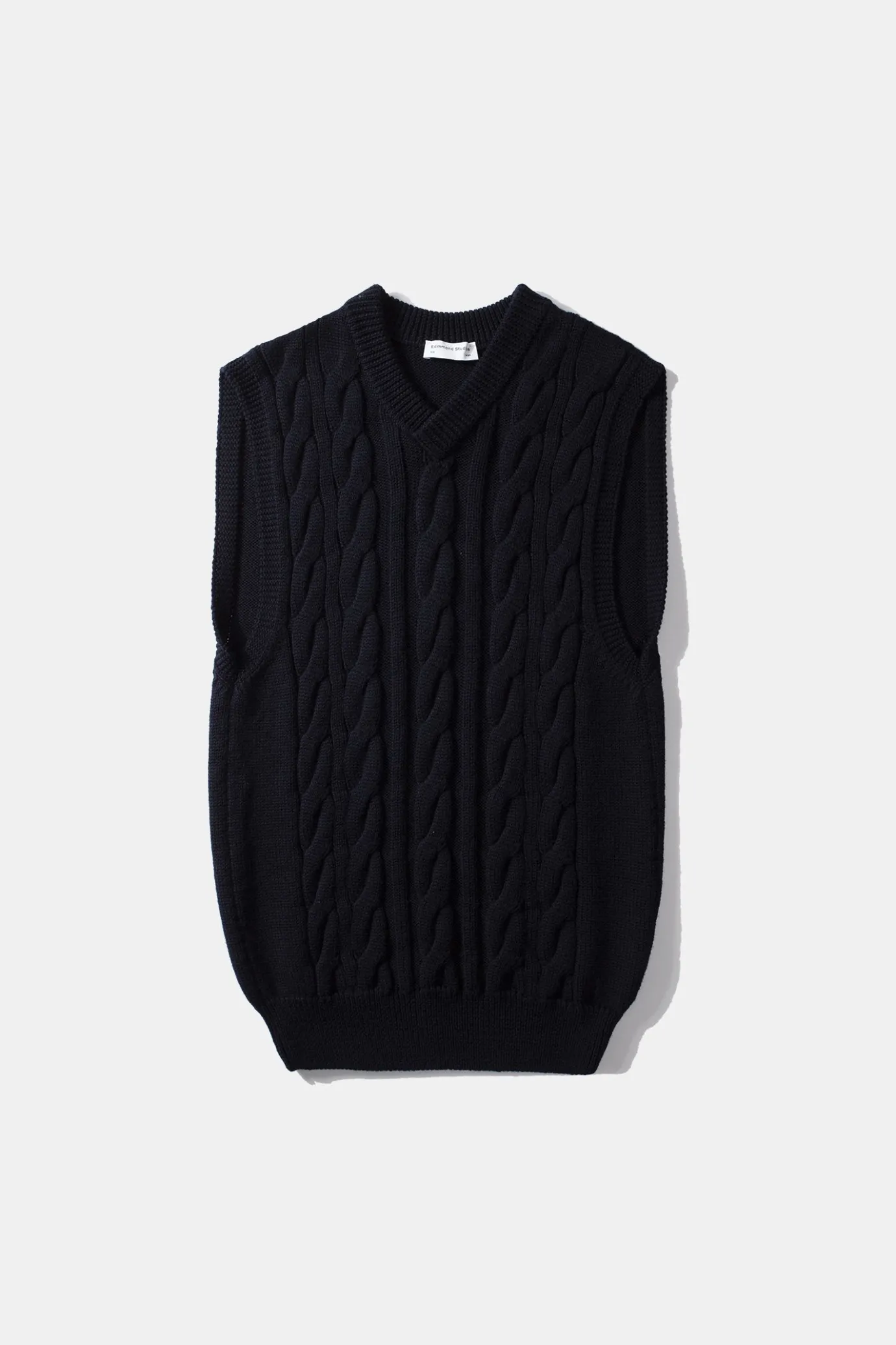 Best Sale Braided Vest Plain Navy Men Knitwear