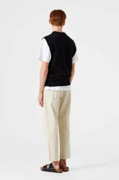 Best Sale Braided Vest Plain Navy Men Knitwear