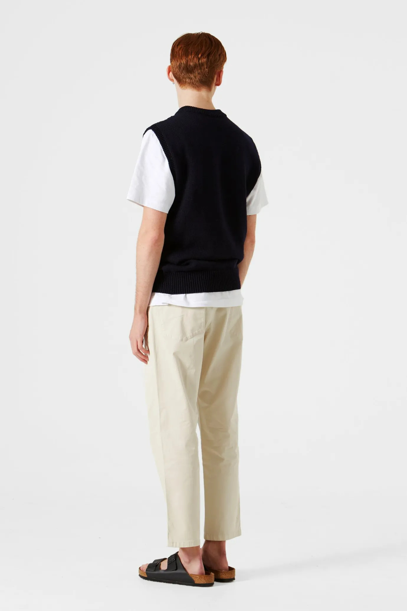 Best Sale Braided Vest Plain Navy Men Knitwear