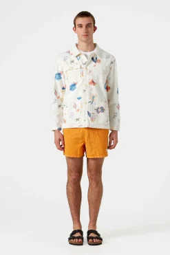 Store Classic Colour Plain Orange Men Swimwear
