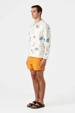 Store Classic Colour Plain Orange Men Swimwear