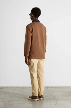 Cheap College Polo Plain Brown Men Sweatshirts