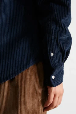 Cheap Cord Shirt Plain Navy Men Shirts