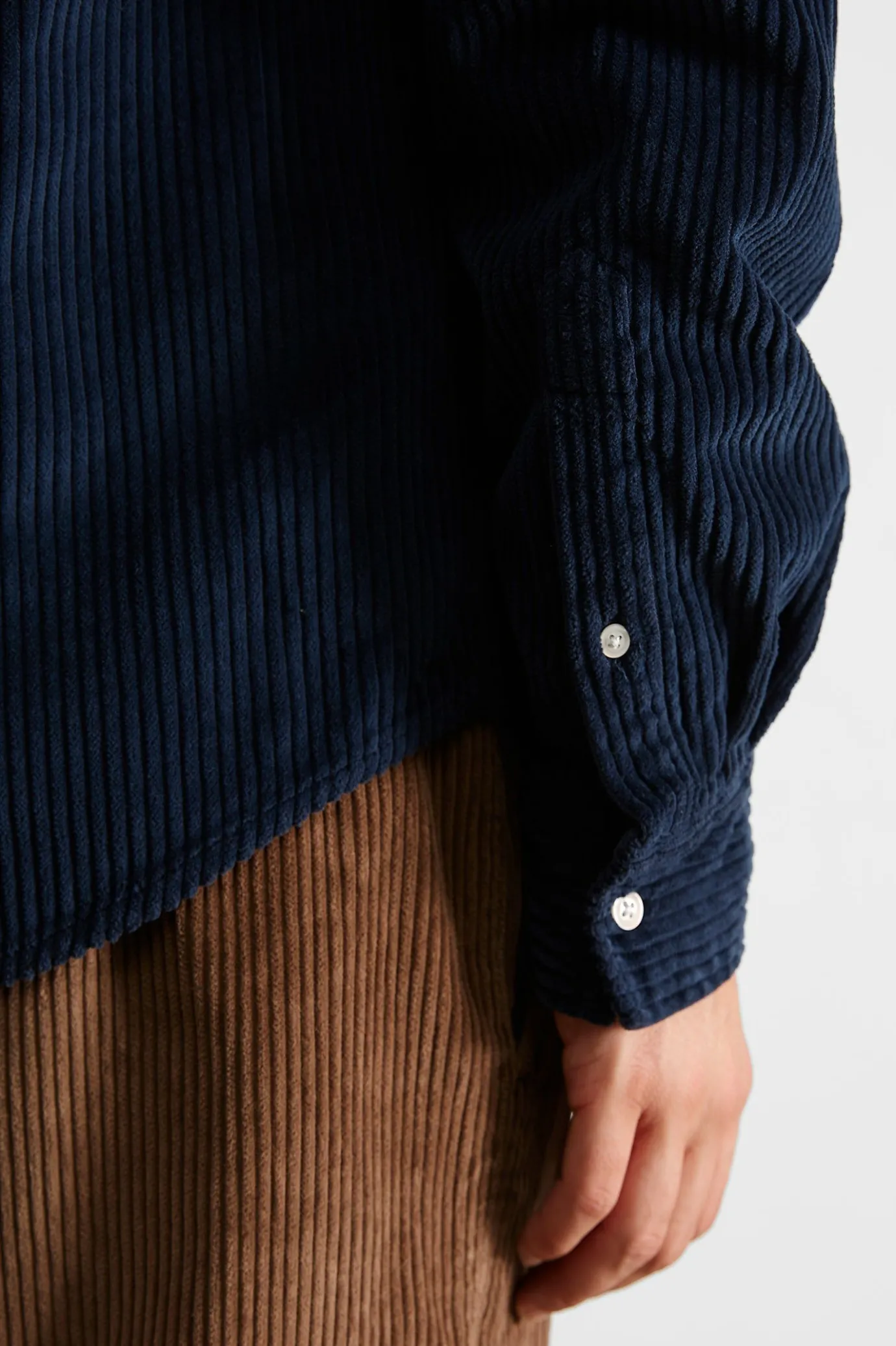 Cheap Cord Shirt Plain Navy Men Shirts