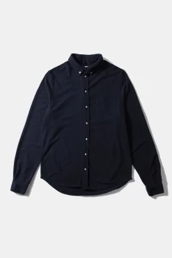Outlet Crisp Shirt Plain Navy Men Shirts