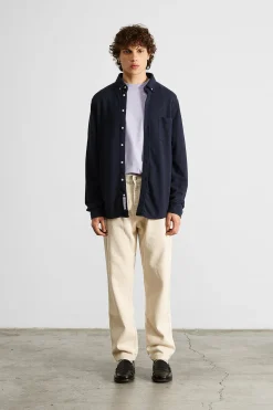 Outlet Crisp Shirt Plain Navy Men Shirts
