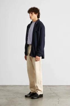 Outlet Crisp Shirt Plain Navy Men Shirts