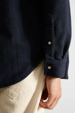 Outlet Crisp Shirt Plain Navy Men Shirts