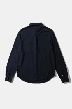 Outlet Crisp Shirt Plain Navy Men Shirts