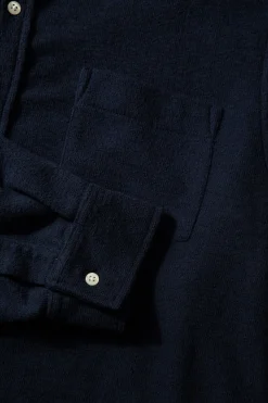 Outlet Crisp Shirt Plain Navy Men Shirts