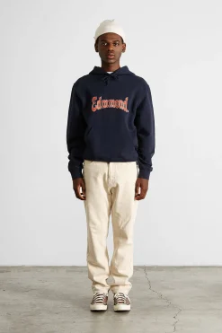 Discount Curly Hoodie Plain Navy Men Sweatshirts