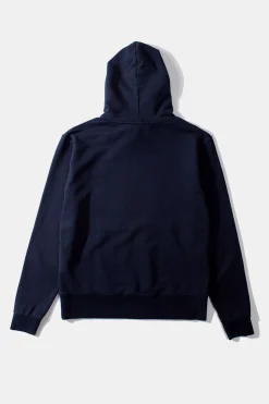 Discount Curly Hoodie Plain Navy Men Sweatshirts
