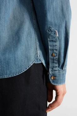Store Day Shirt Denim Plain Stonewash Men Shirts