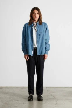 Store Day Shirt Denim Plain Stonewash Men Shirts