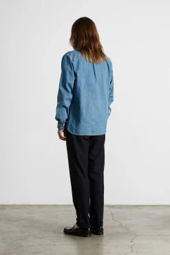 Store Day Shirt Denim Plain Stonewash Men Shirts