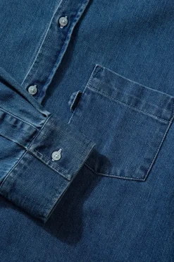 Store Day Shirt Denim Plain Stonewash Men Shirts