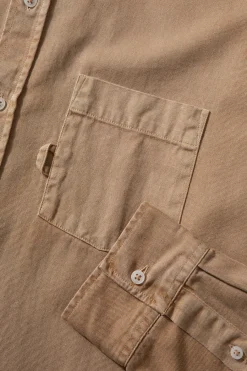 Flash Sale Day Shirt Twill Plain Tan Men Shirts