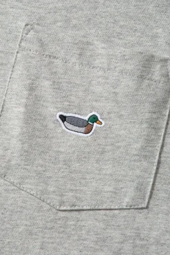 Best Sale Duck Patch Tee Plain Grey Melange Men T-Shirts