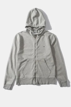 Outlet Duck Patch Zip Hoodie Plain Grey Men Sweatshirts