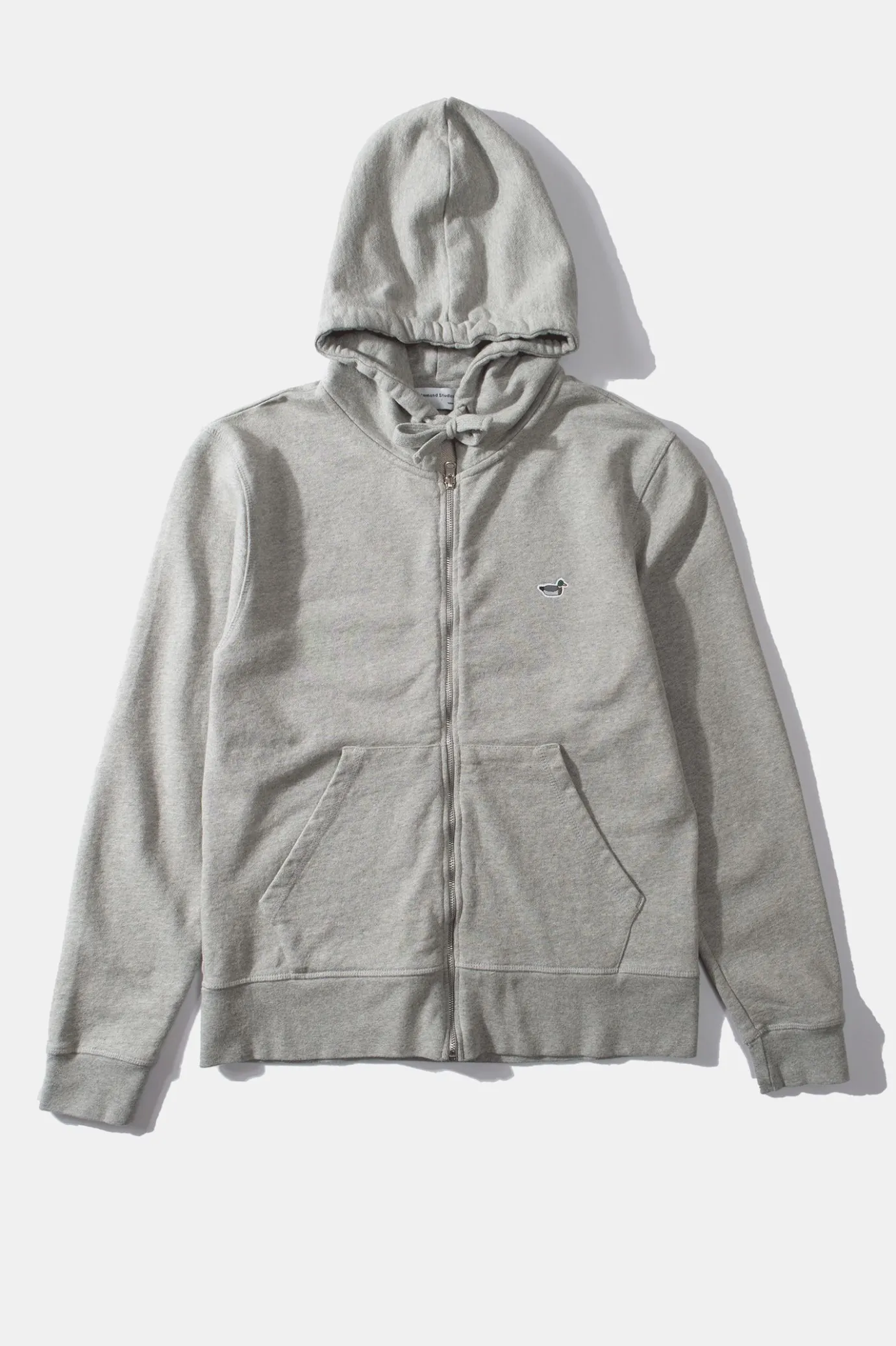 Outlet Duck Patch Zip Hoodie Plain Grey Men Sweatshirts
