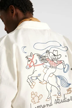 Fashion Embroidery Jacket Plain Off White Men Outerwear