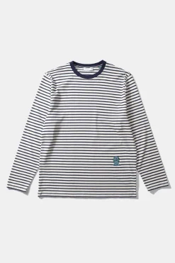 Outlet Embro Stripes Plain Navy Men T-Shirts