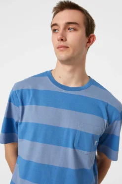 Hot Faran Stripes Plain Blue Men T-Shirts