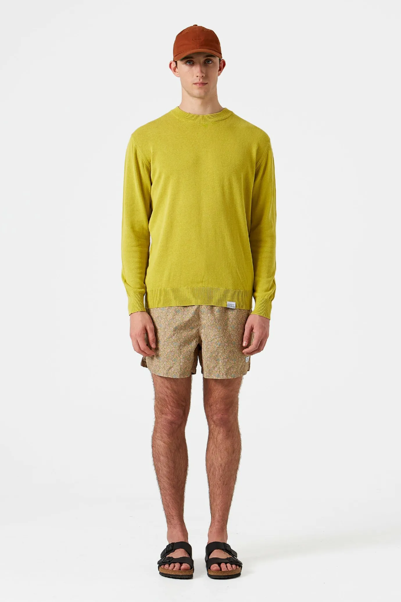 Discount Flax Sweater Plain Green Men Knitwear