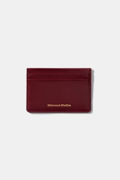 Shop Fold Card Holder Plain Bordeaux Men Accessories