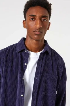 Hot French Cord Shirt Plain Navy Men Shirts