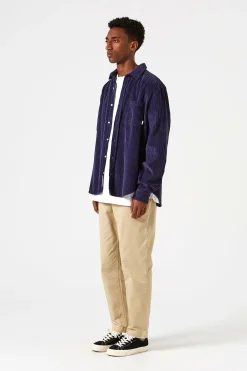 Hot French Cord Shirt Plain Navy Men Shirts