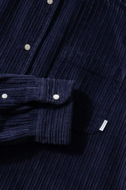 Hot French Cord Shirt Plain Navy Men Shirts