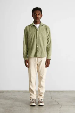 Sale French Cord Shirt Plain Olive Men Shirts