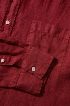 Online Linen Shirt Plain Bordeaux Men Shirts