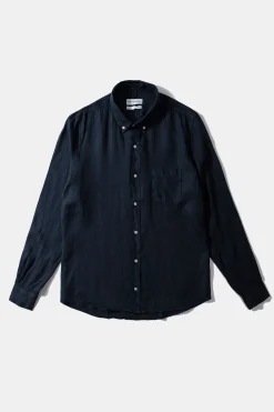 Hot Linen Shirt Plain Navy Men Shirts