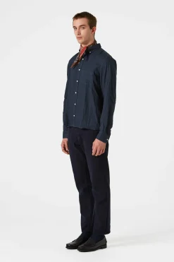 Hot Linen Shirt Plain Navy Men Shirts