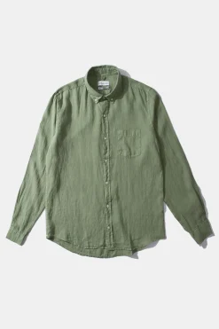 Online Linen Shirt Plain Olive Men Shirts