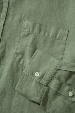 Online Linen Shirt Plain Olive Men Shirts
