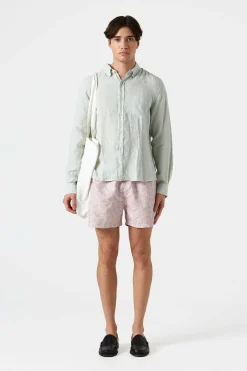Outlet Linen Shirt Plain Sage Men Shirts