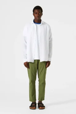 Outlet Linen Shirt Plain White Men Shirts