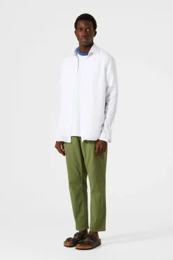 Outlet Linen Shirt Plain White Men Shirts
