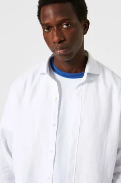 Outlet Linen Shirt Plain White Men Shirts