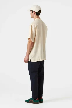 New Linen Short Sleeve Plain Off White Men Shirts