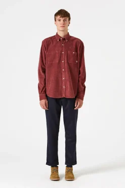 Store Microcord Shirt Plain Brick Men Shirts