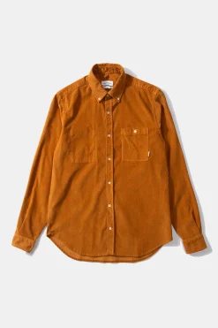 Fashion Microcord Shirt Plain Brown Men Shirts