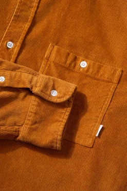 Fashion Microcord Shirt Plain Brown Men Shirts