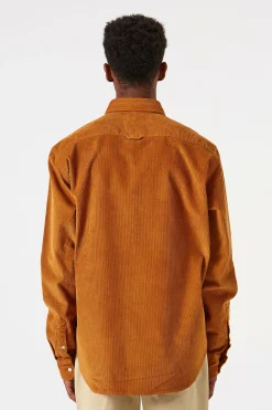Fashion Microcord Shirt Plain Brown Men Shirts