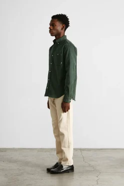 Online Microcord Shirt Plain Dk Green Men Shirts