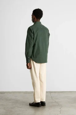 Online Microcord Shirt Plain Dk Green Men Shirts